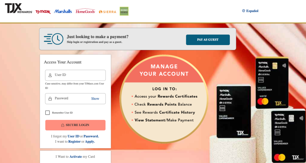 Access your TJX Credit Card Account at tjxrewards.com tjx credit card login tips